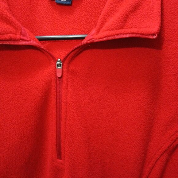 Lands End 1/4 Zip Fleece Pullover RED Womens Medium/Tall WARM COZY Jacket - Picture 4 of 16